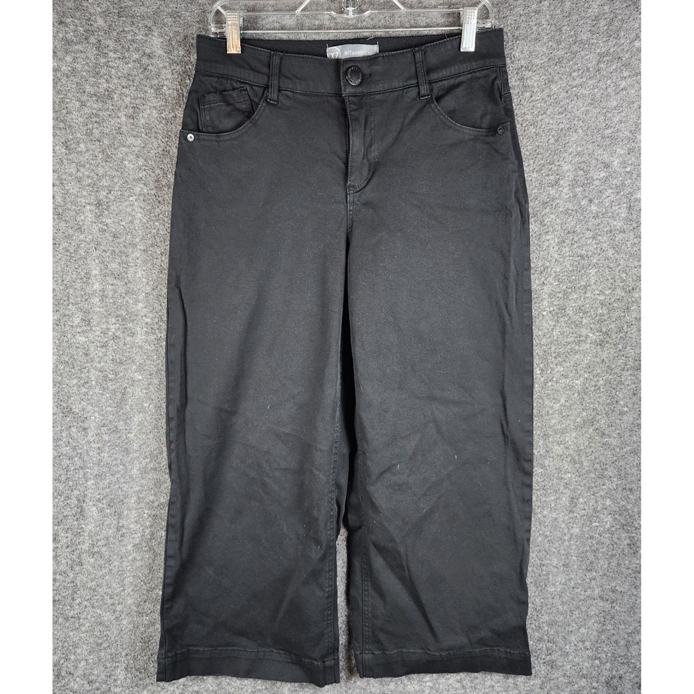 Wit & Wisdom Pants Womens 6P Wide Leg Crop Black Ab-solution EUC